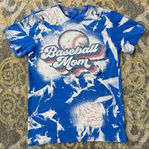Baseball mom bleach tie dye shirt